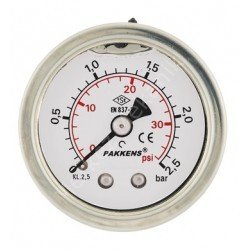 PAKKENS Gliserinli (Sıvı Dolgulu)  Arkadan Bağlantılı Ø50mm Manometreler KL2,5-Paslanmaz Gövde