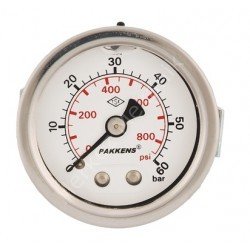 PAKKENS Gliserinli (Sıvı Dolgulu)  Panotip Bağlantılı Ø50mm Manometreler KL2,5-Paslanmaz Gövde