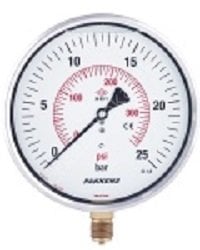 PAKKENS Gliserinli (Sıvı Dolgulu)  Alttan  Bağlantılı Ø160mm Manometreler KL1,6-Paslanmaz Gövde