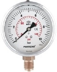 PAKKENS Sıvı Dolgulu (Gliserin) Hassas Alttan Bağlantılı Ø100mm Manometre KL1,0