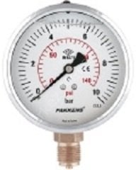 PAKKENS Sıvı Dolgulu (Gliserin) Hassas Alttan Bağlantılı Ø100mm Manometre KL1,0